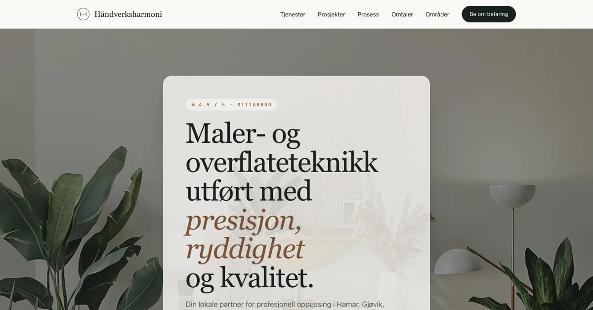 Skjermbilde av forsiden til Håndverksharmoni